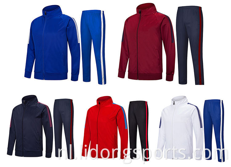 Lidong Custom hoge kwaliteit sportkleding 100% polyester blauw tracksuit groothandel